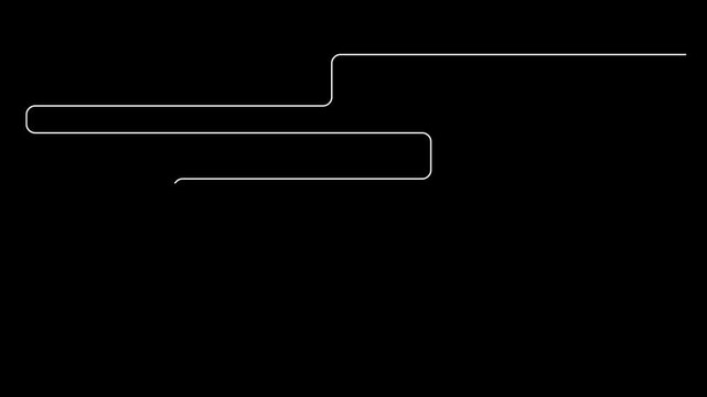 Minimalist white line animation tracing geometric path on black background with fluid motion effect.