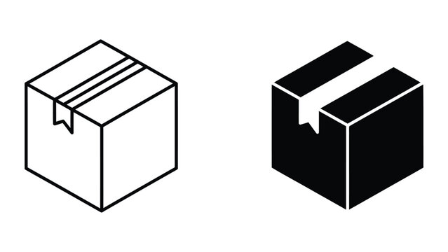 Isometric box with open flap and damaged box illustration