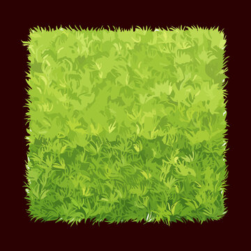 Dense green turf grass square tile vector illustration for backyard lawn landscaping decoration and organic environment pattern texture asset