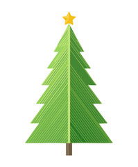 Obraz premium Slender Christmas pine tree with gold star vector illustration for elegant holiday invitation card design and winter wonderland forest asset