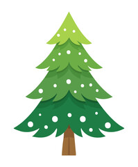 Fototapeta premium Green spruce tree with white snow patches vector illustration for cold winter climate landscape decoration and holiday season game asset