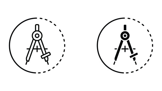 Simple compass and divider drawing icon set