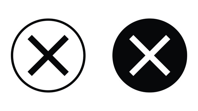 Simple cross mark prohibition symbol icons
