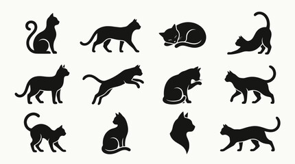 Black Cat Silhouettes Collection: Poses and Actions © Tyasa
