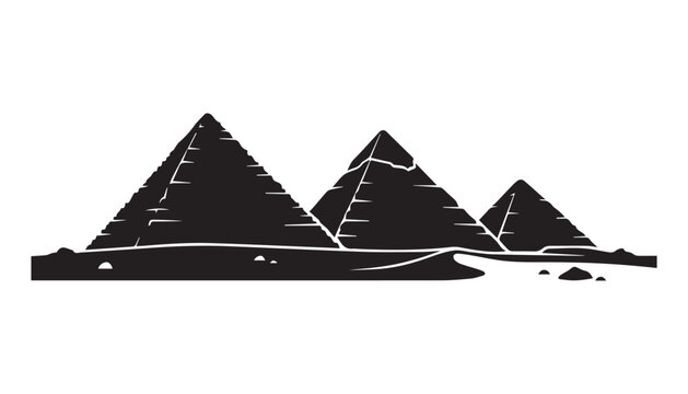 black and white silhouette set of Pyramids of Egypt very high quality vector illustration.