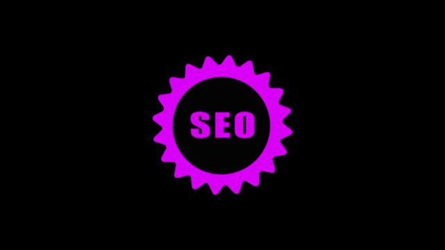 SEO pink icon representing optimization and search engine strategies icon animation.on a black backgraund ,4k video animation .