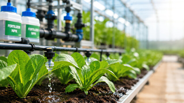 Modern Fertigation System in Smart Agriculture Greenhouse with Precision Drip Irrigation Technology