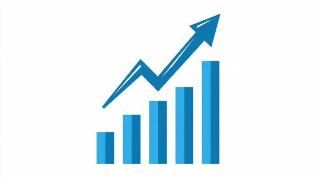 Business Growth Chart with Blue Graph and Upward Arrow Illustrating Success