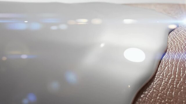 Creamy liquid foundation being spread on textured skin surface.