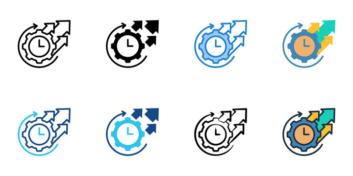 Efficiency icons set multiple style collection. Editable stroke 
