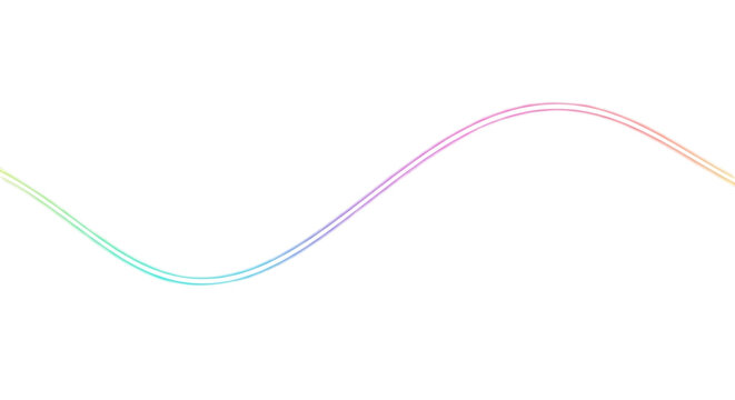 Multicolor gradient wavy line isolated on transparent background
