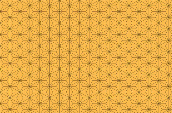 Traditional Japanese Asanoha seamless yellow pattern background