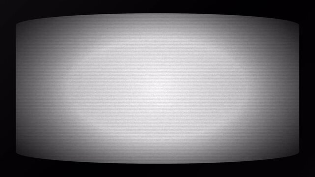 Curved lens old TV screen frame overlay with CRT scan lines and VHS noise, analog retro television broadcast loop 4k video