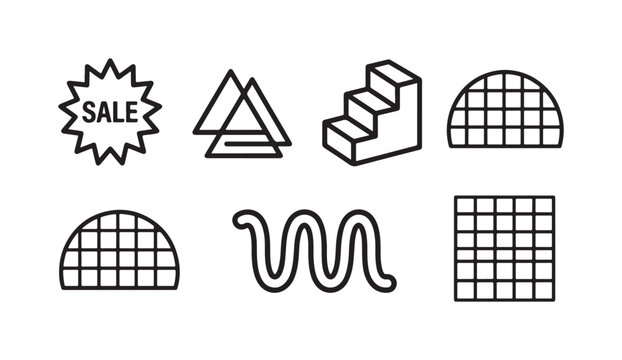 Geometric Shapes with Sales and Abstract Elements Icons