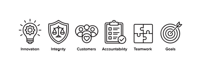 Naklejka premium Core Business Values and Principles Icons