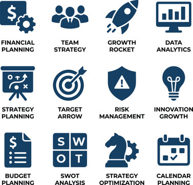 Data center and cloud computing icons set, 12 blue flat vector symbols for server maintenance, global network hosting and cybersecurity