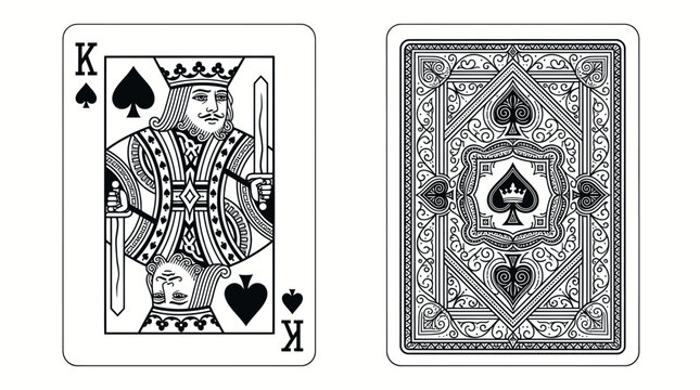King of Spades Playing Card Front and Back Design Isolated on White