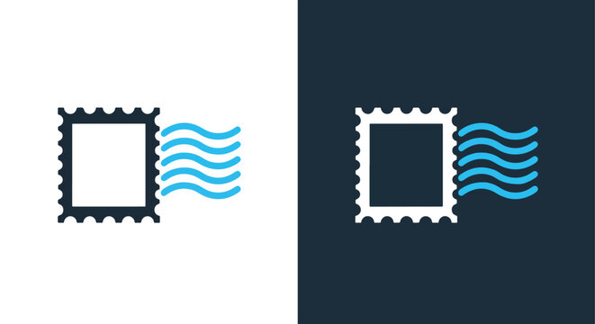 Postage stamp mail delivery vector icon set: Solid vector icons - Clipart, sticker - icon set - Editable modern style icon