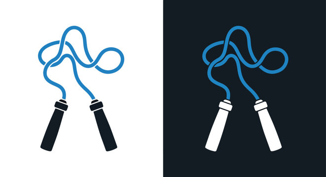 Jump rope exercise fitness equipment: Solid vector icons - Clipart, sticker - icon set - Editable modern style icon
