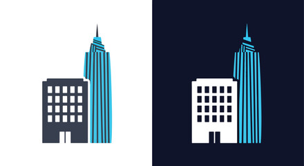Fototapeta premium Office building and skyscraper skyscraper: Icon set - Minimalist, flat icon, outline, glyph, linear, clipart, sticker 