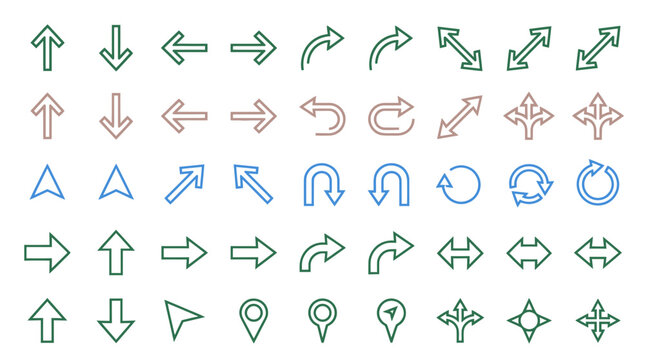 Collection of Diverse Arrow Icons and Pointers on White Background