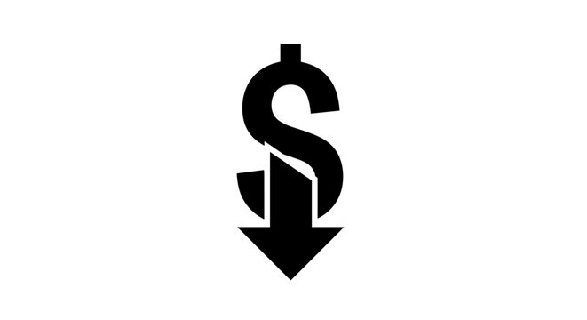 Dollar Sign With Downward Arrow Symbol.