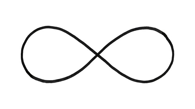 Infinity symbol, black line art, minimalist design, geometric shape