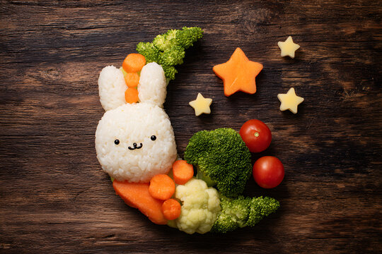 デコ弁 キャラ弁 うさぎとお月見のかわいい手作り弁当