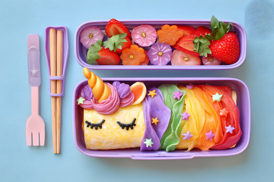 ユニコーンのキャラ弁 かわいいデコ弁とカラフルなフードアート
