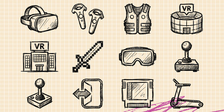 Black ink scribble doodle vector vintage hand drawn set of medieval weapon knight armor sword axe shield history ancient and warrior battle combat