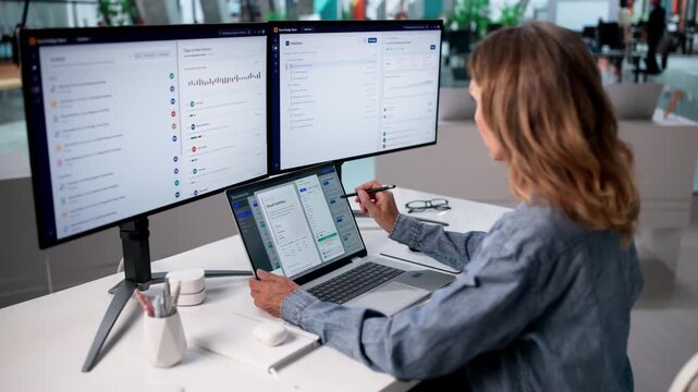 Office Manager Carefully Organizing Documents