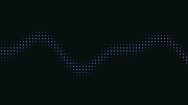 Abstract glowing dot wave with shifting color gradient on black