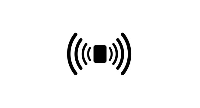 Wireless signal icon with waves.