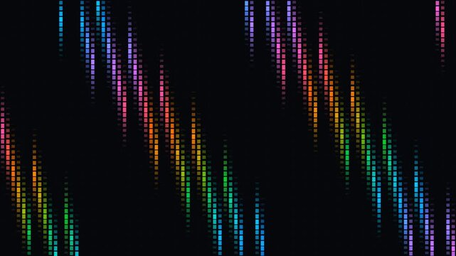 Rainbow audio spectrum analyzer wave on black background