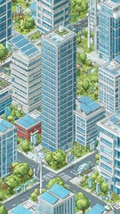 Obraz premium Modern Cityscape with Skyscrapers and Green Spaces.