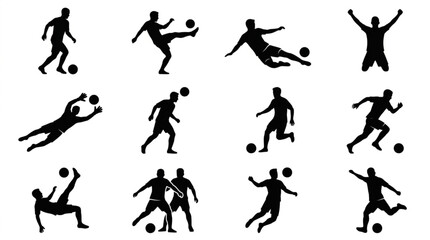 Fototapeta premium Dynamic Soccer Player Action Silhouettes Collection.