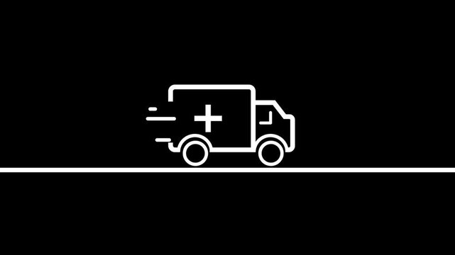 ambulance car truck icon, Transportation Fast moving shipping delivery truck animation background