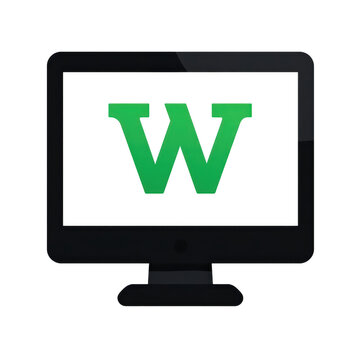 Green Letter W on Computer Monitor Display