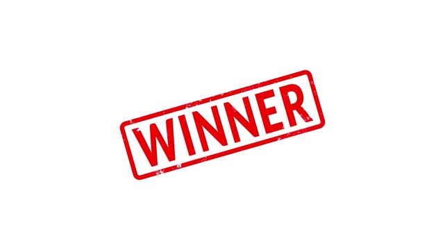 Red winner grunge rubber stamp seal overlay motion graphics animation