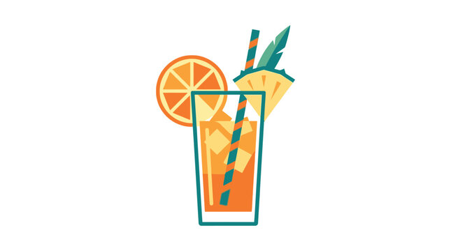 Orange cocktail with straw and slice.