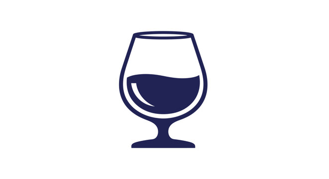 Elegant navy blue cognac glass silhouette logo design.