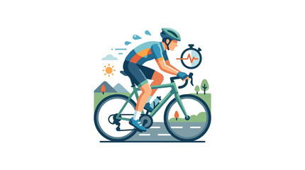 Fototapeta premium A professional cyclist riding a bicycle while monitoring heart rate performance.
