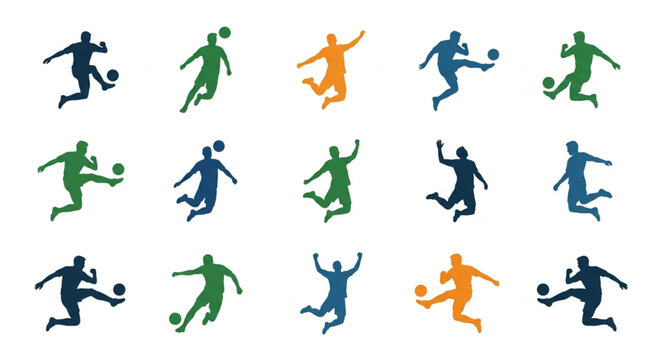 Dynamic Soccer Players in Action Icons.