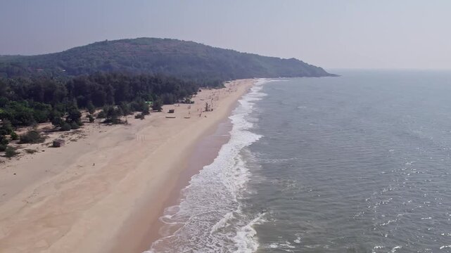 Aerial high angle view of eco beach honnavar showcasing scenic coastline and natural beauty