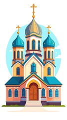 Fototapeta premium Colorful illustration of a church building.