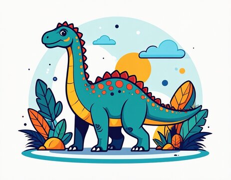Colorful illustration of a dinosaur standing.