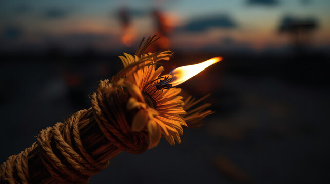 Damera bonfire torch close-up