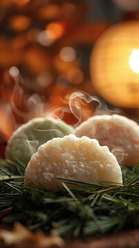 Songpyeon rice cake on pine needles