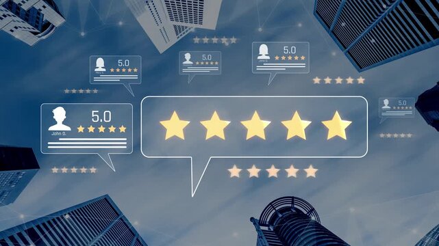Customer centric review and rating system support product review, digital rating concept, and customer give good trust by visualizing people choice through stars and feedback content technology Marrow