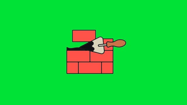 Laying briks 4K green screen infinite loop, clean green background, easy to cut, ready to edit, ready to use